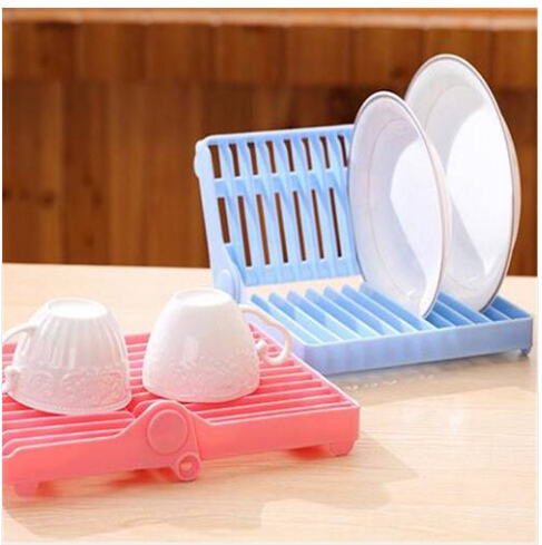 

2019 Free shipping Wholesales Foldable Organizer Rack Plastic Storage Holder Plate Dish Drying Drainer Kitchen
