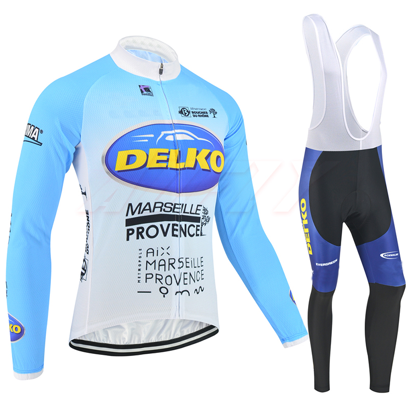 

2020 Fleece pro team Delko Marseille Provence italy power band cycling jersey kit breathable cycle cloth MTB Ropa Ciclismo gel, Thin black bib