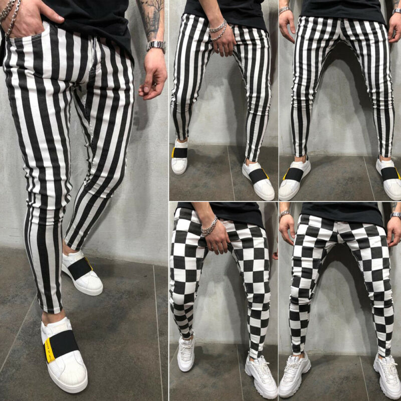 

2020 The Newest Fashion Clothing Suit Many Occasion Men' Summer Fashion Slim Comfortable Striped Plaid Black White Casual Pant