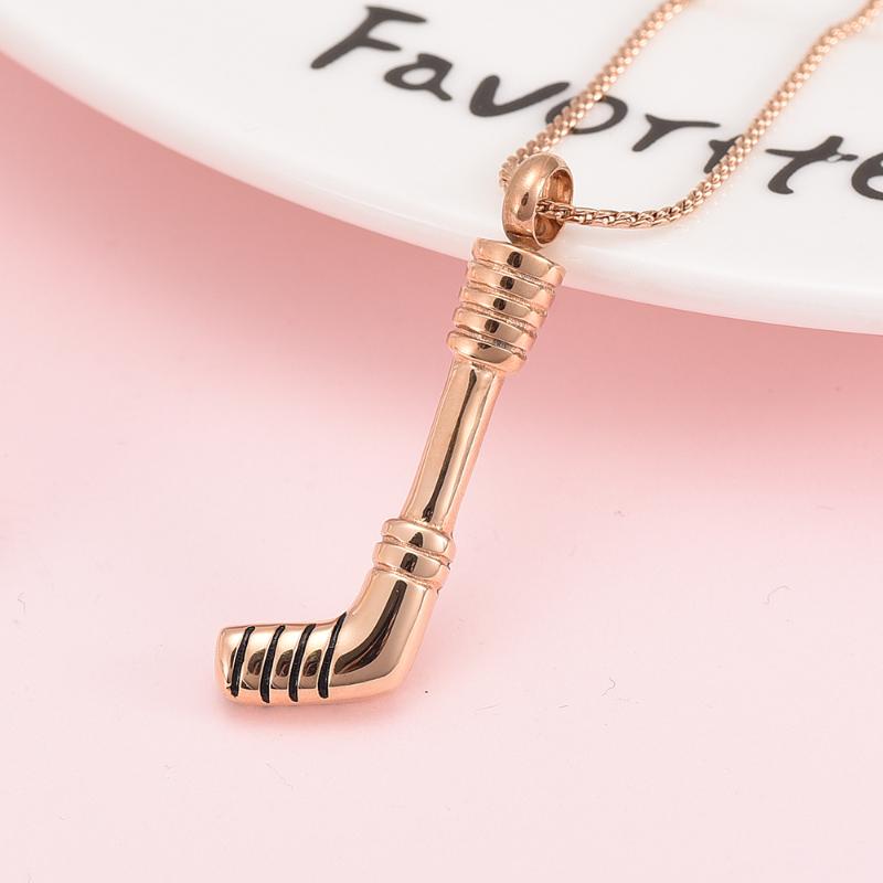

Pendant Necklaces X046 Hockey Stick Design Silver, Gold, Rose Gold And Black Color Stainless Steel Cremation Jewelry For Human/ Animal Ashes