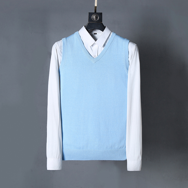 

men small V-neck cotton horse sweater vests jersey Jumper hombre pull homme hiver pullover men Knitted sweaters, Black