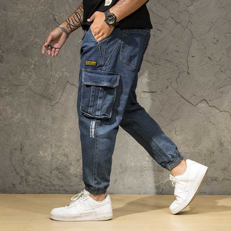 

Large size Men's Blue Jeans Spring Autumn Denim Jeans Cowboy trousers Men Cotton elastic Long Overalls Oversized