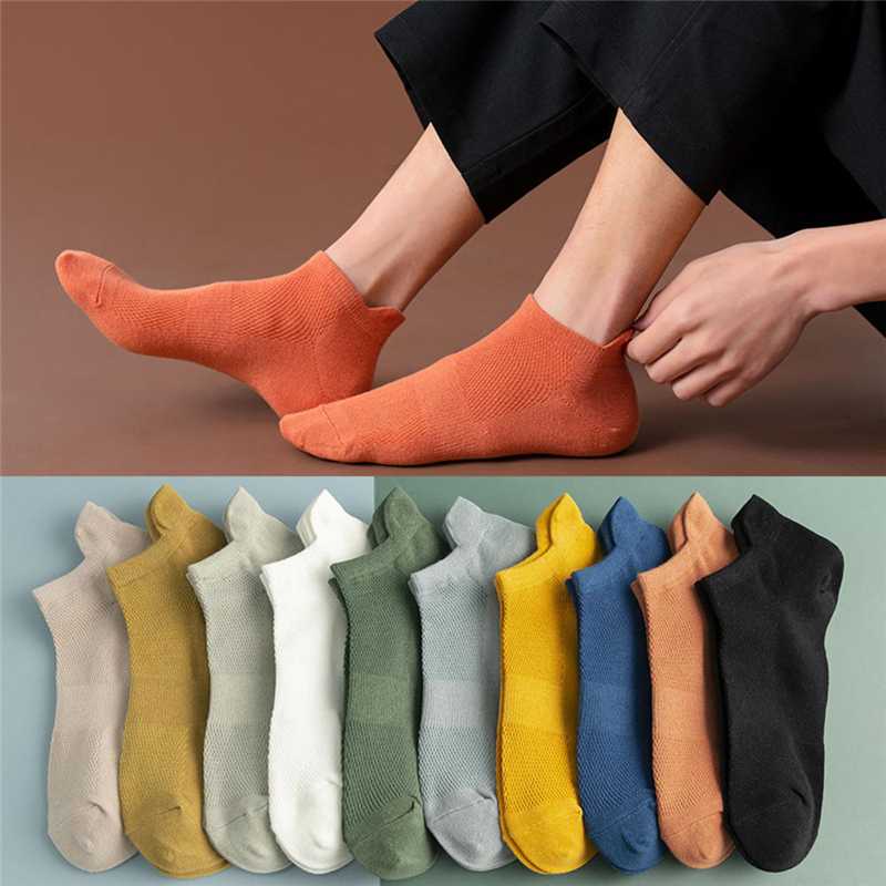 

1 pair Men Breathable Cotton Socks Invisible Fashion Ankle Socks Summer Breathable Thin Male Non-Slip Boat, White