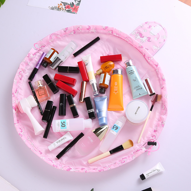 

Large capacity makeup bag drawstring storage portable travel storage bag beam magic makeup holder good quality