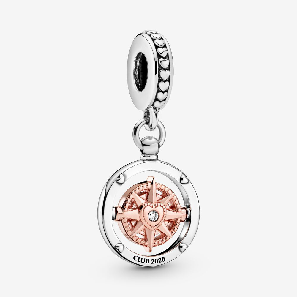 

New Arrival Charms 925 Sterling Silver Club 2020 Compass Dangle Charm Fit Original European Charm Bracelet Fashion Jewelry Accessories, Bronze;silver