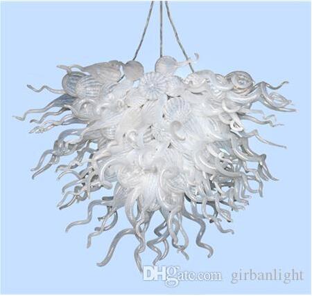 

Modern Art Decor White Lamp Chandelier Energy Saving Home Hotel Deco Handmade Blown Murano Glass Chihuly Style LED Chandeliers
