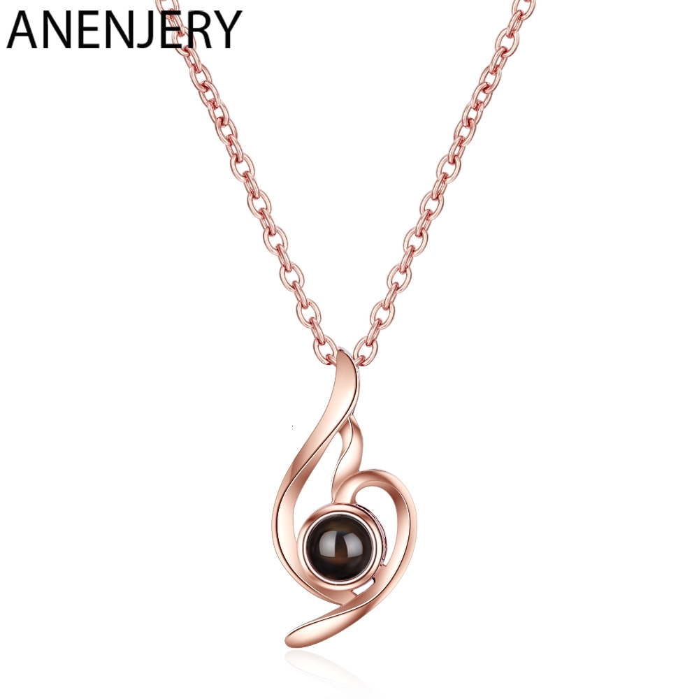 

Classic Heart Shaped 925 Sterling Silver Projection Necklaces I Love You Gift Necklaces For Women