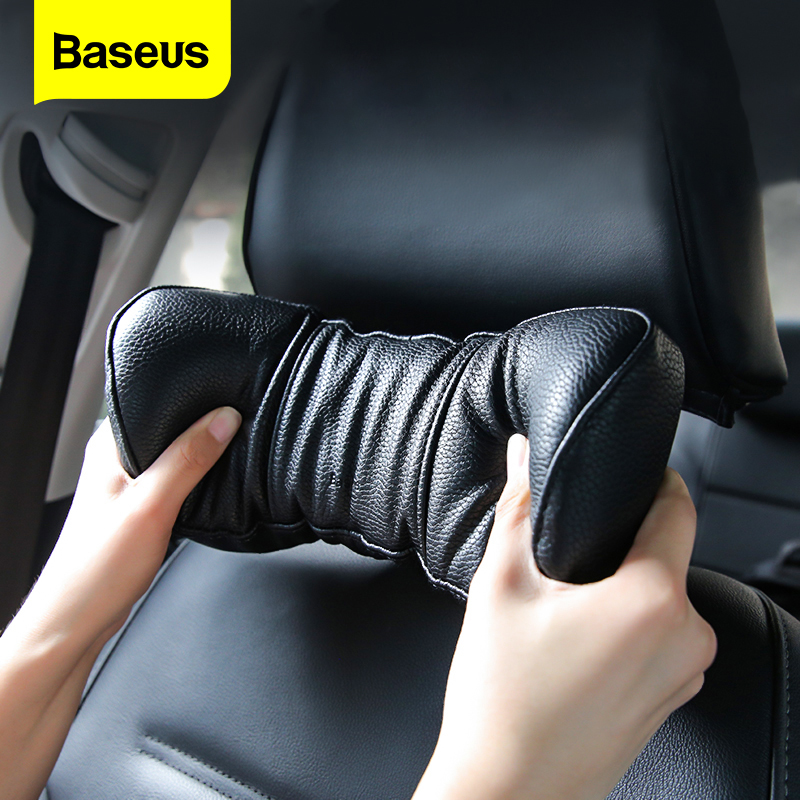 

Baseus PU Leather Car Neck Pillow Spring Cushioning Adjustable Auto Memory Foam Car Headrest Pillow Rest Seat Neck Pillows