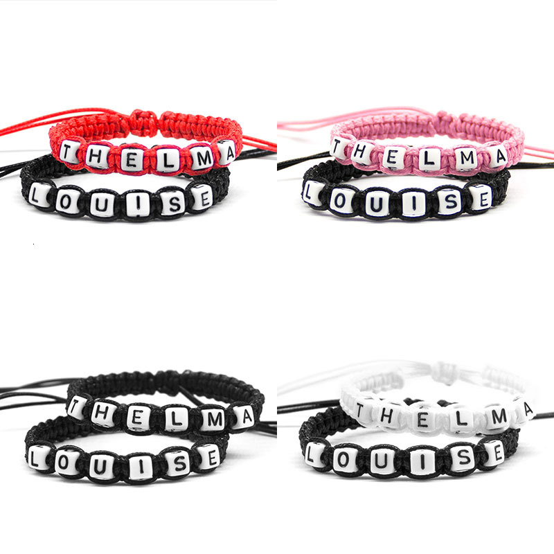 

2pcs/pair Exquisite Bracelets Louise Thelma Double Colors Rope Chains Size Adjustable Women Girls Gifts Charm Bracelets