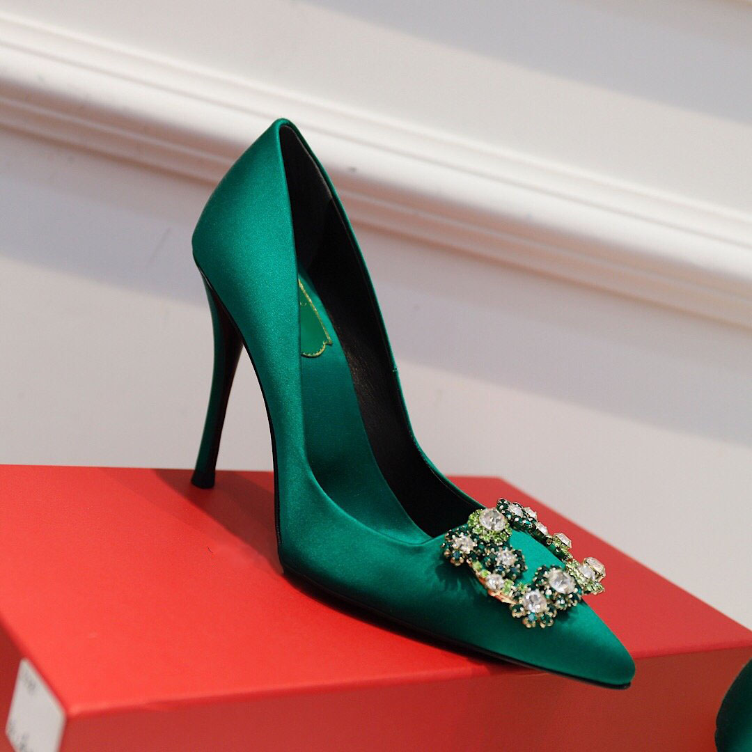 teal satin shoes