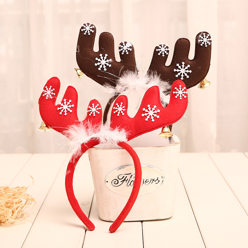 

Christmas Headbands Reindeer Antlers With Bell Hairband Xmas Kids Baby Hairhoop Party Decor Headwear Hair Accessories Gift