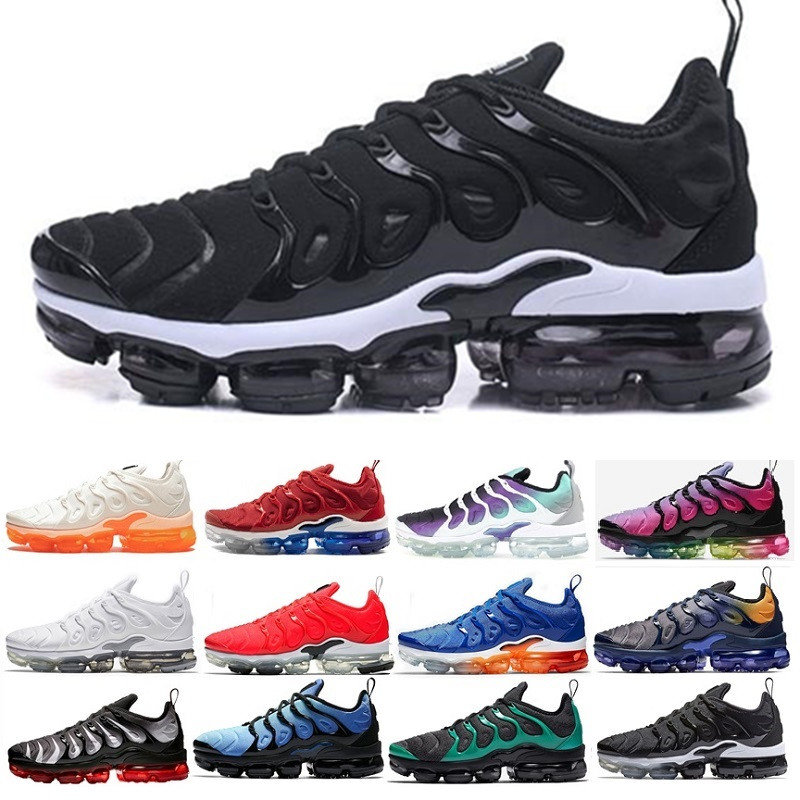 

NEW Arrival TN Plus Men Running Shoes Triple Black White Sunset Photo Blue Wolf Grey USA Designer Shoes Sport Sneakers Trainers 36-45, Color 3
