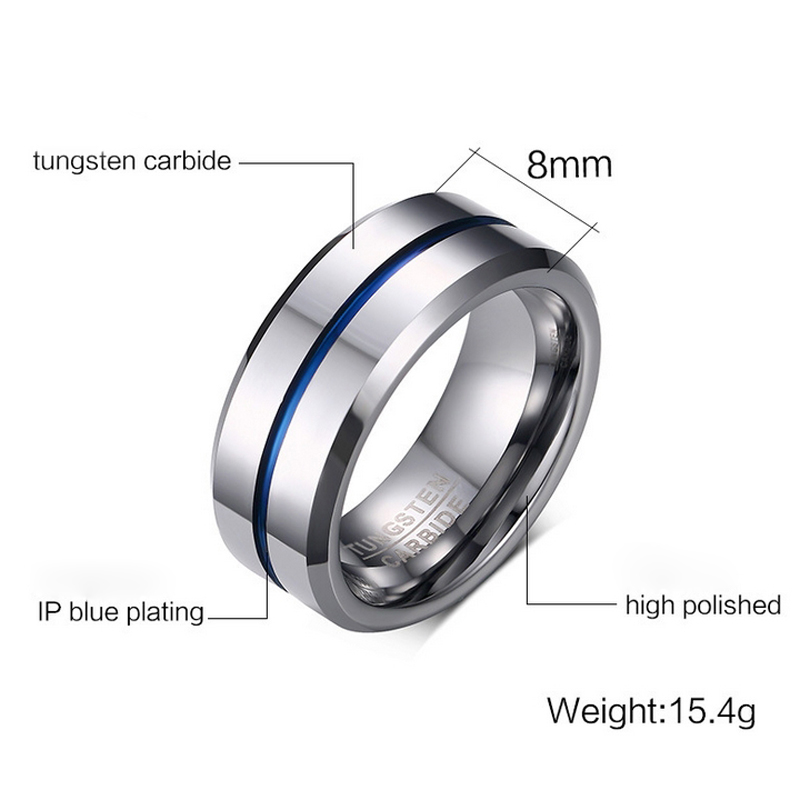 

Europe Fashion Tungsten Carbide ring High quality Wedding Band Ring men jewelry bague homme 8mm wide US Size 7 8 9 10 11 12