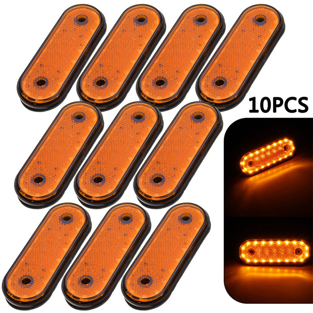 

10pcs 24V 20 LED Car Truck Trailer Side Marker Light Clearance Lights LED indicator Warning Lamp Parking Tail Light Red Amber, As pic