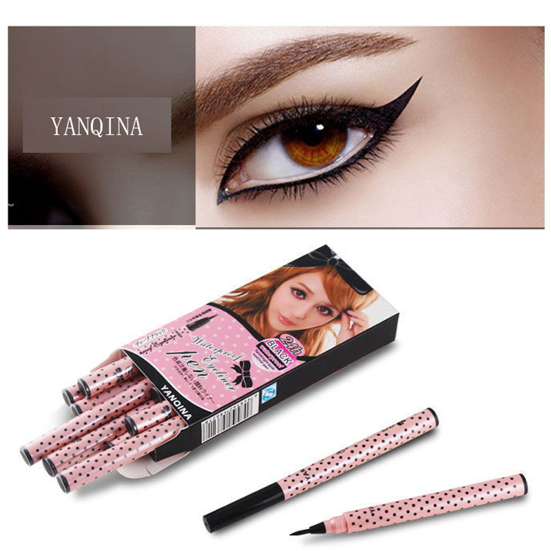 NEW YANQINA 36H Makeup Eyeliner Pencil Waterproof Black Makeup Eyeliner Pen No Blooming Precision Liquid Eye Liner 12pcs/set Wholesale-image-434768961