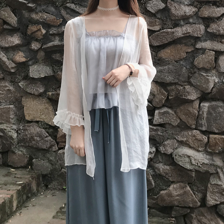 

Solid White Lace Casual Women Clothing Outwear Sun protection Holiday Beach Style Short Cover-ups Kimono, As pic