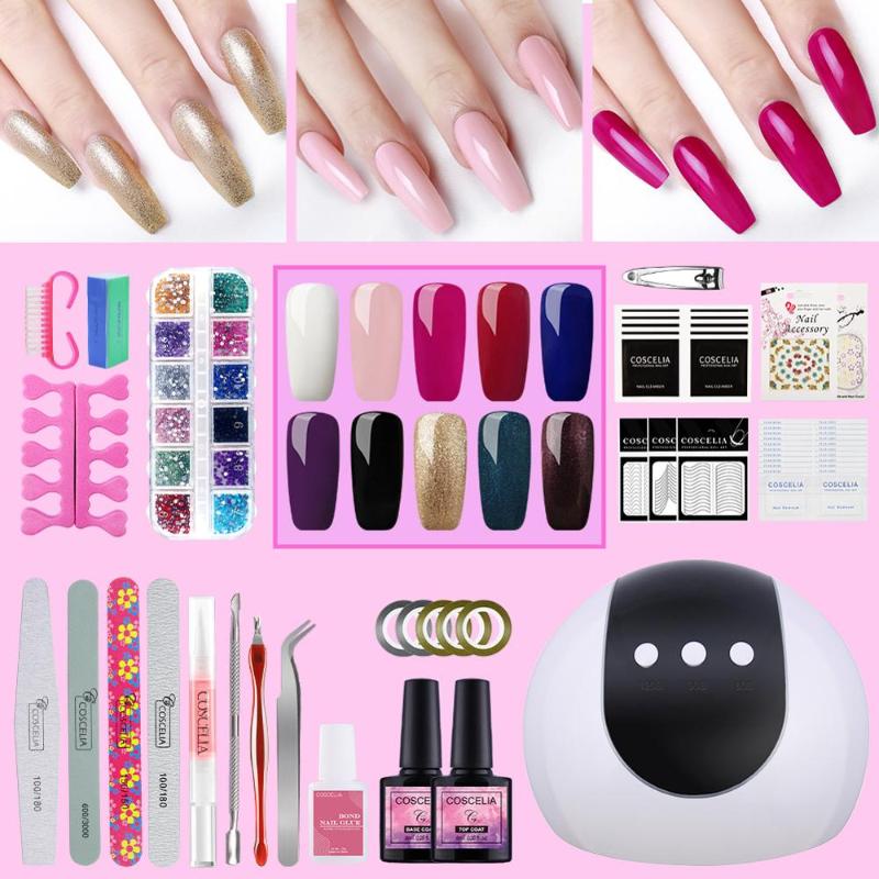 

COSCELIA Gel Nail Polish Set Acrylic Nail Kit 36W LED/UV Lamp 8ML Gel Varnish Kit For Art Manicure Set Full Tools