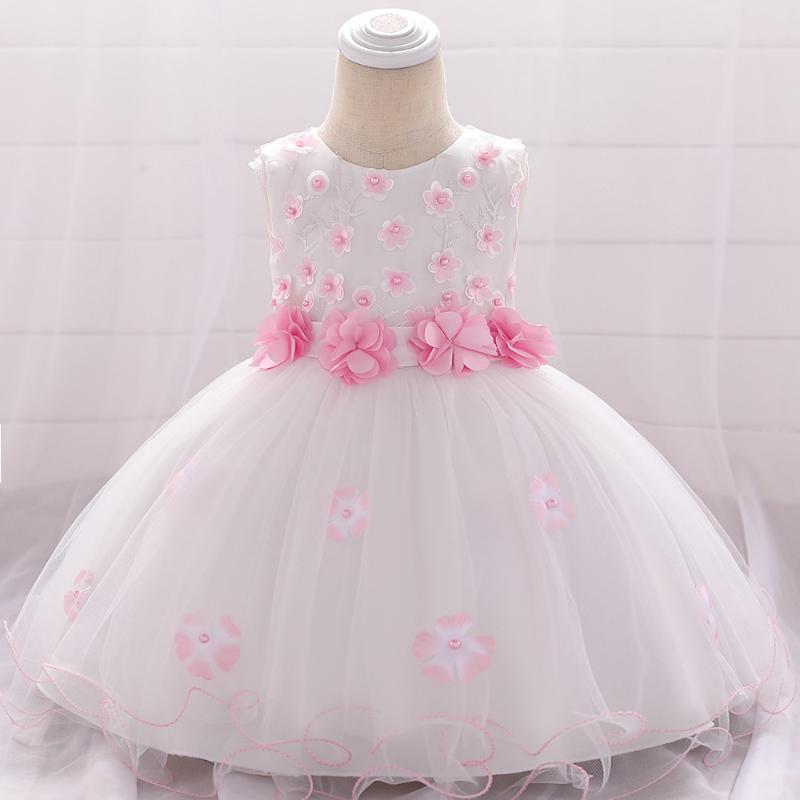 

2020 Toddler Infant Dresses Ball Gown Newborn Christening Dress For Baby Girls Dresses Party Wedding Princess Birthday Dress 1 Y, Watermelon red