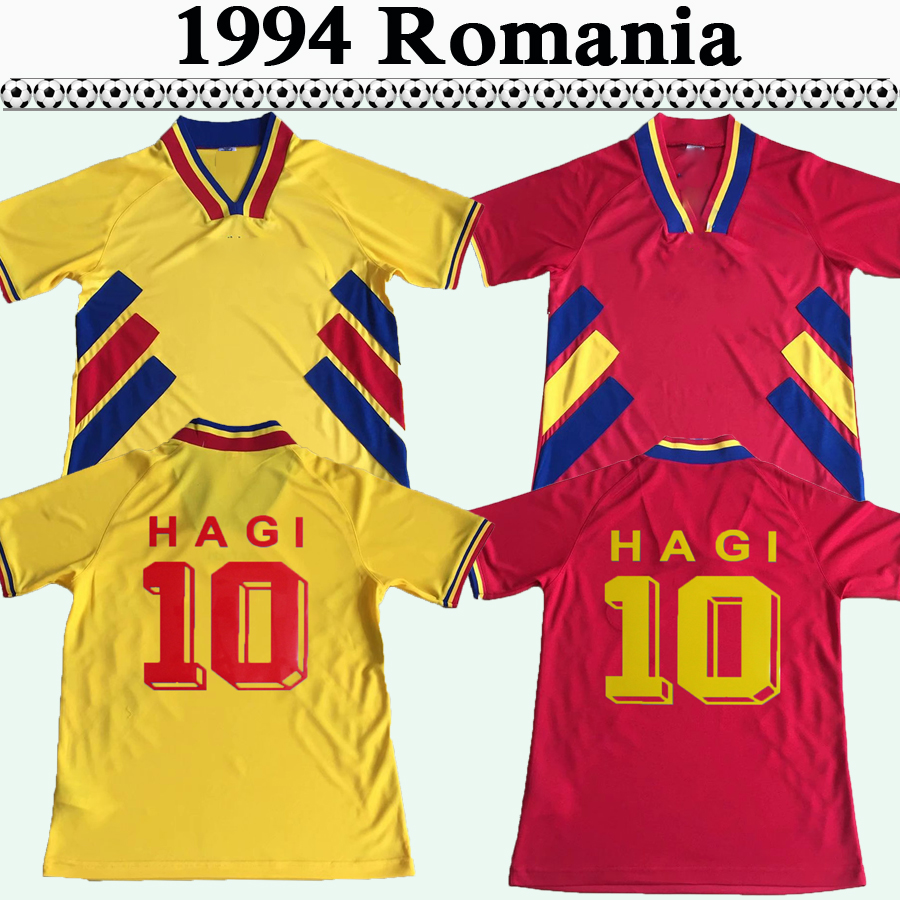 

1994 HAGI RADUCIOIU POPESCU ROMANIA Mens RETRO Soccer Jerseys Romania National Team Home Yellow Away Red Football Shirt Short Sleeve, Fg2906 1994 home