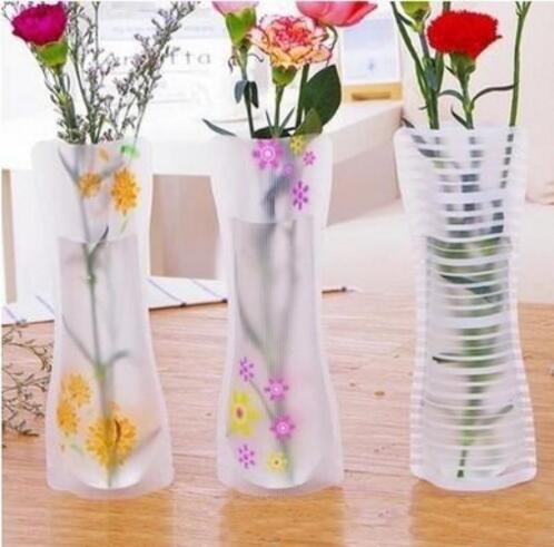

Unbreakable Foldable Reusable Plastic Flower Vase Creative Folding Magic PVC Vase 11.7cm*27cm Mix Color Home Decor