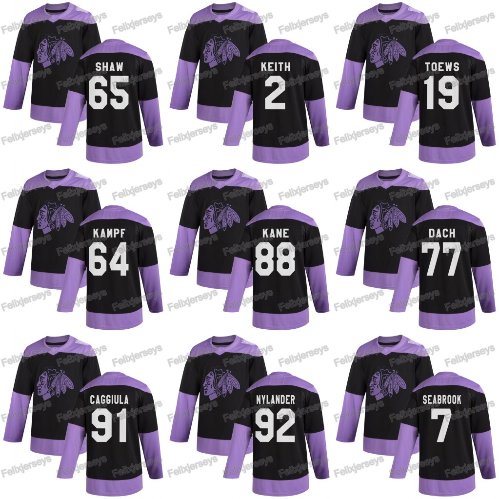 

2020 Hockey Fights Cancer Chicago Blackhawks Patrick Kane Kirby Dach Andrew Shaw Jonathan Toews Drake Caggiula Alexander Nylander Jersey, 8 dominik kubalik