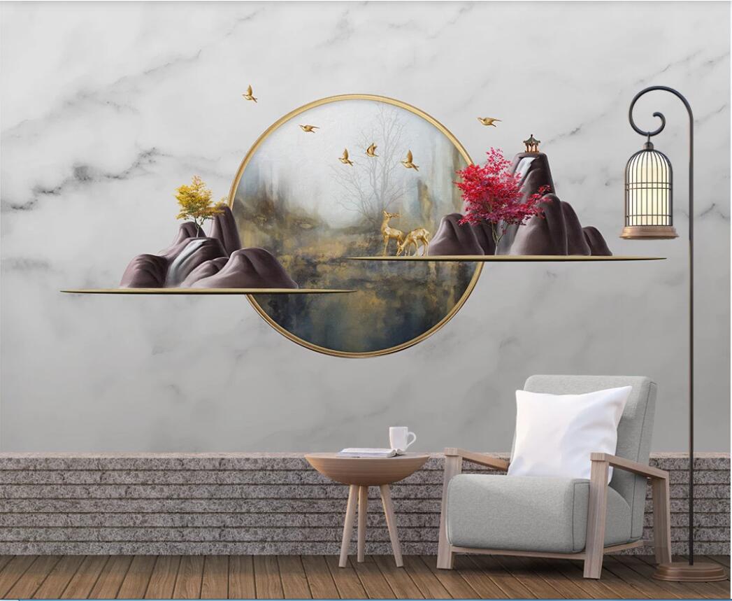 

3d photo wallpaper custom mural Abstract artistic conception three-dimensional peak moose bird TV background wall wallpaper for walls 3 d, Non-woven wallpaper