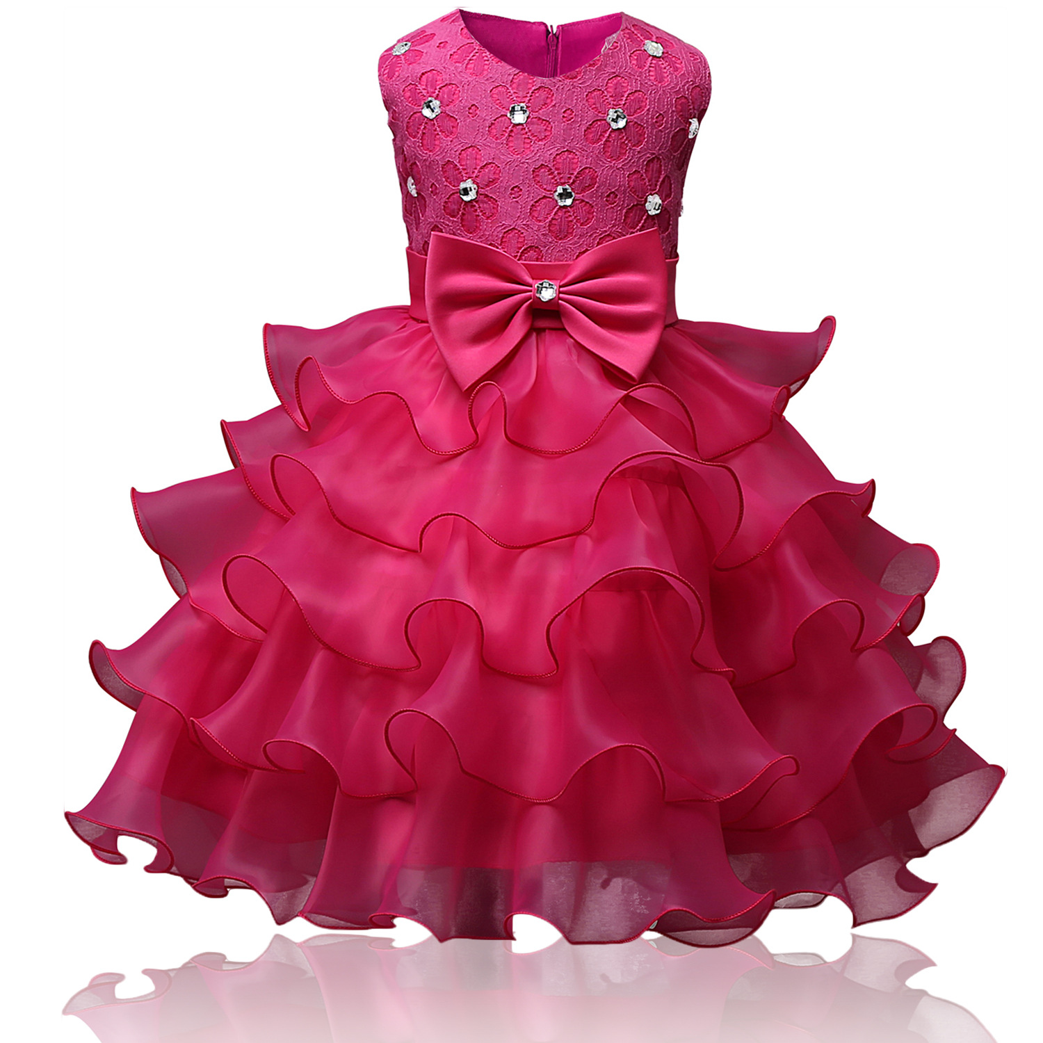 

Ball Gown Flower Girl Dresses Lovely Burgundy Red White Clothes Mint Ivory With Lace Bow Tutu Ball Gowns In Stock Cheap From 6M to Age 10