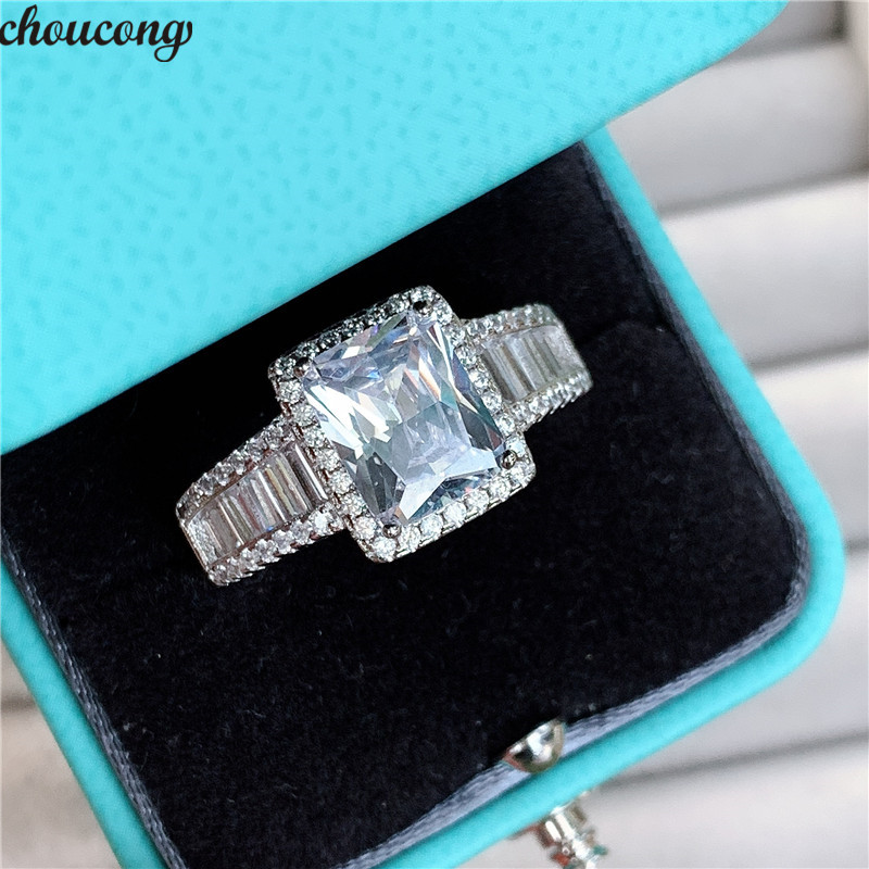 

Wedding Rings Choucong Lovers Promise Ring 925 Sterling Silver Square Cz Engagement Band For Women Men Party Jewelry Gift