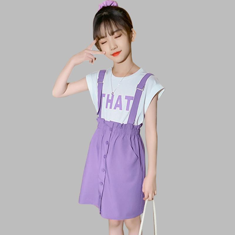 

Summer Clothes For Girls Letter Girls Outfits Tshirt + Jumpsuit Costumes For Casual Style Kid Clothes 6 8 10 12 14, As picture