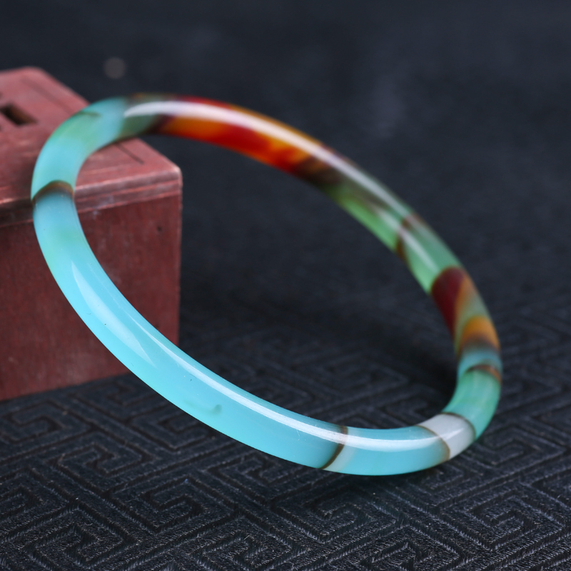 

Natural Xinjiang Gobi Color Bangle Gold Silk Jade Bracelet Round Bracelet