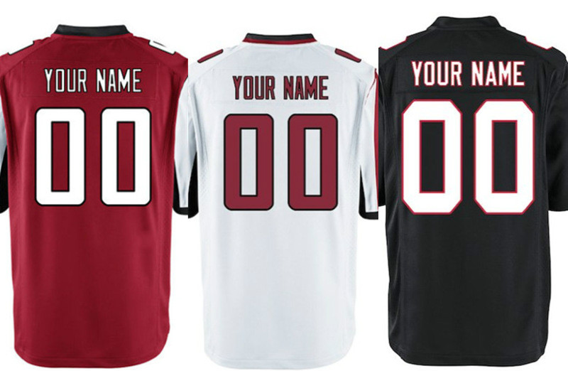 

Mens womens youth kids Custom Atlanta football Jersey Home White Away Red Alternate Black Atlanta Customized Jersey S-3XL, Black;red