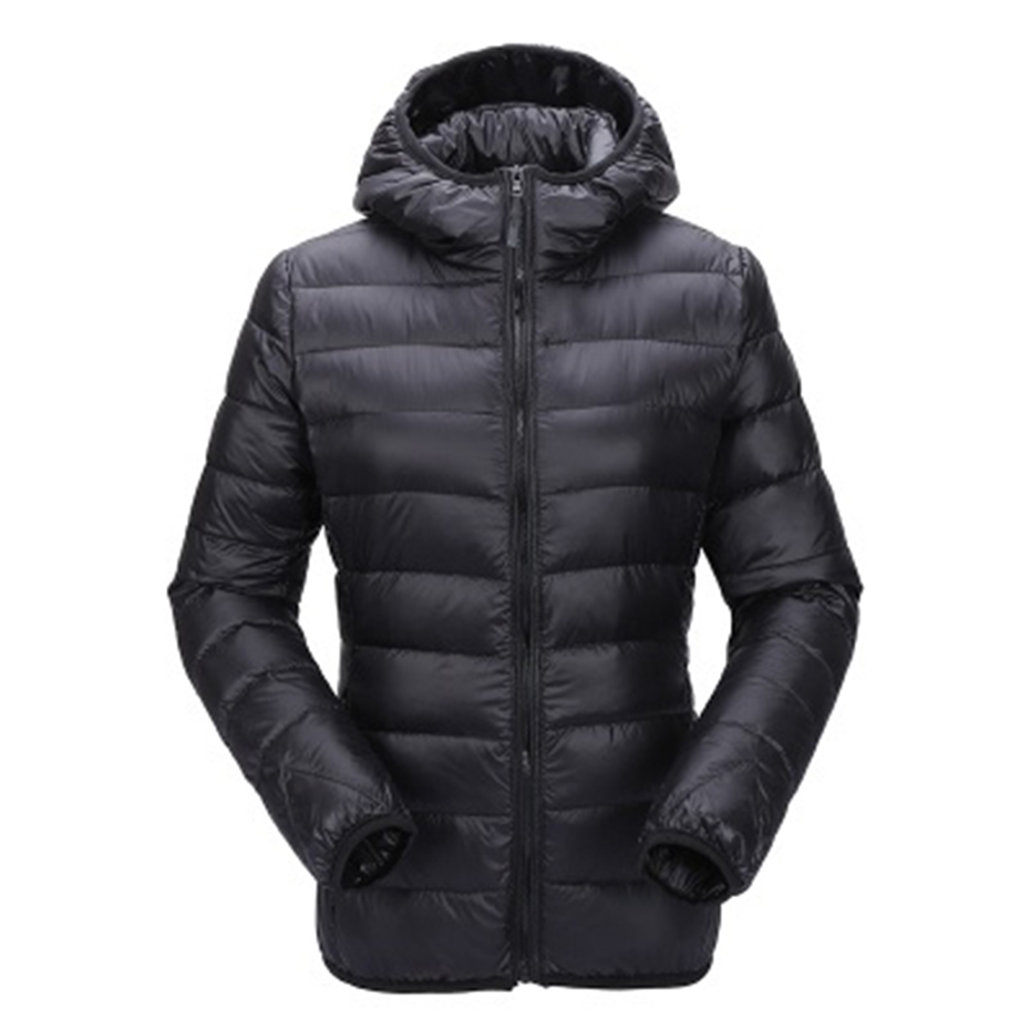 

ZOGAA Women Ultra Light Down Jacket Hooded Winter Coat Duck Down Jackets Casual Slim Fit Long Sleeve Womens Parka Zipper Coats, Black