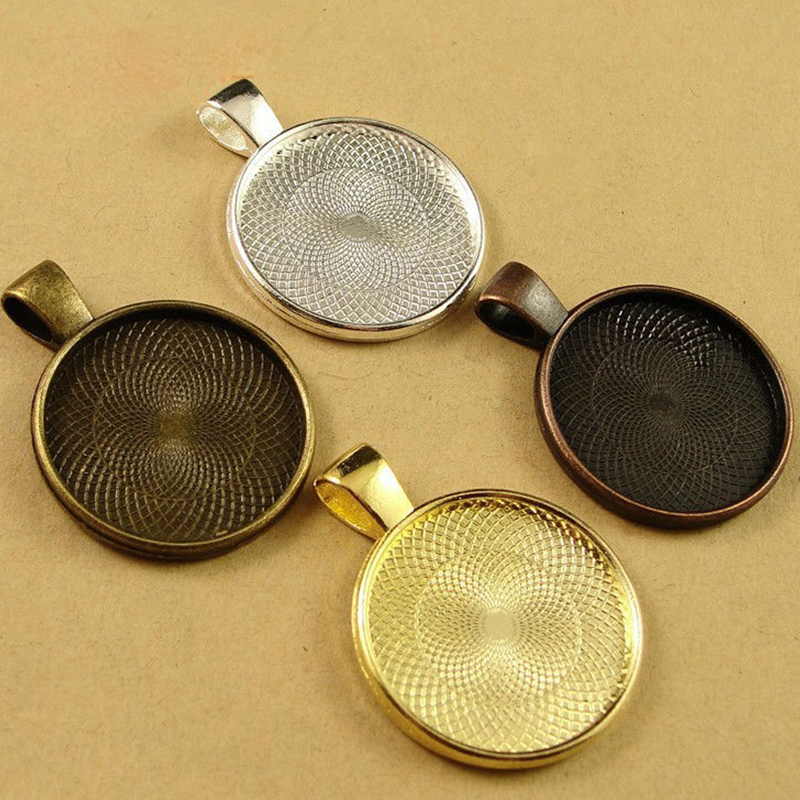

10pcs Multi Colors 20mm Necklace Pendant Setting Cabochon Cameo Base Tray Bezel Blank Fit Cabochons Jewelry Making Findings