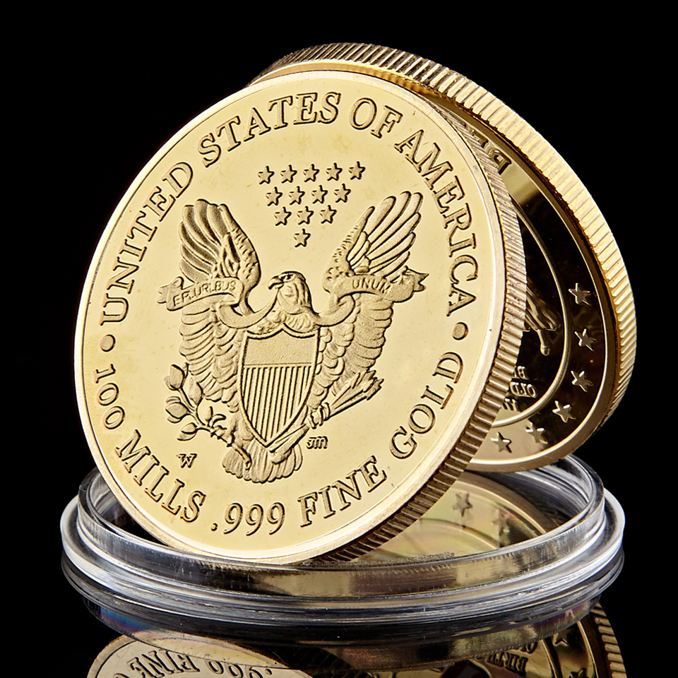 2020 In God We Trust Gold Plated 100 Mills 999 Fine Memorial US