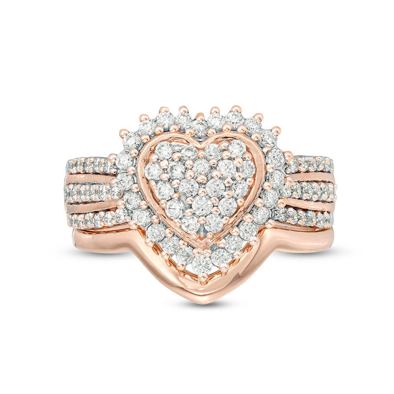 

Romantic Heart Shape Ring Set Fashion Women's Crystal Zircon Rings Love Promise Engagement Ring Bridal Wedding Jewelry