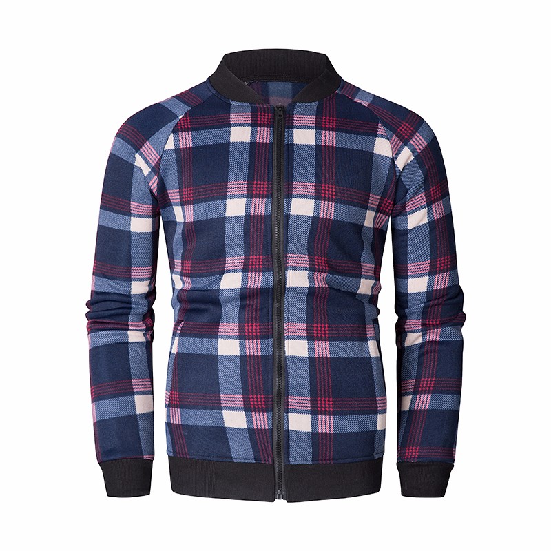 

ZOGAA 2020 bomber jacket Plaid Rib sleeve jackets Casual 3 colors streetwear men jackets Contrast color stitching men, Beige