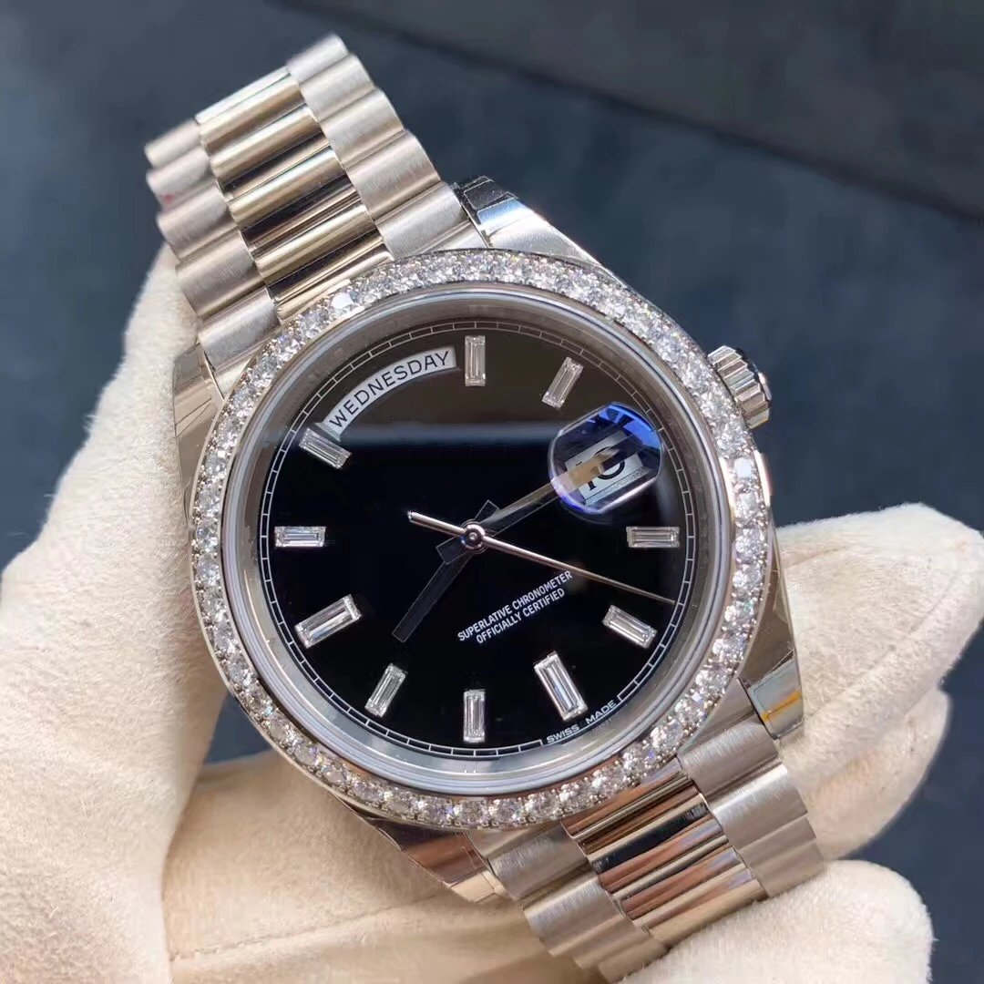 

Luxury Fashion Mechanical Calendar Mirror Waterproof Sapphire 228349 Bezel Men Platinum Diamond Automatic Men 41mm Watch For 18k Swwtv, Slivery;brown