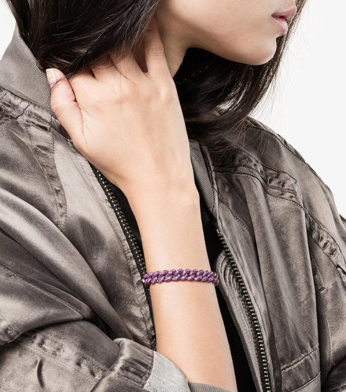 

fashion styles Hip Hop Bling Iced Out Miami Cuban Chain bracelet With black gold color plated wedding Bracelets For men Women