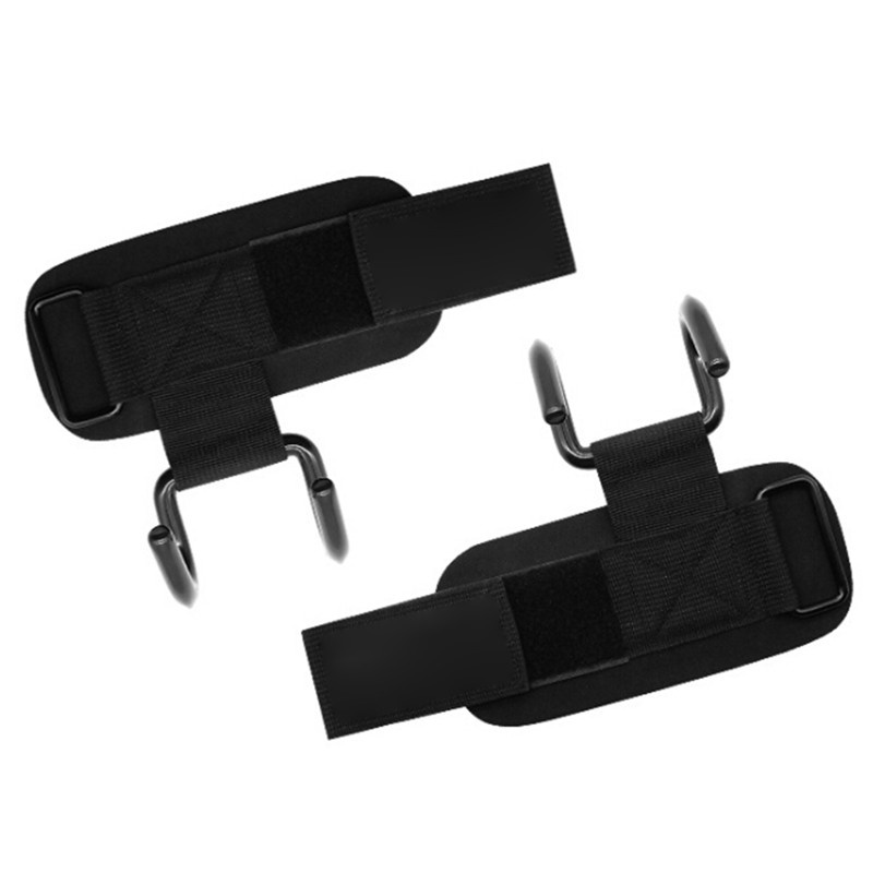 

1 Pair Weight Lifting Professional Fitness Grip Hooks Wrist Support Hook Pull-ups Power Lifting Strength Training Buckle, Black