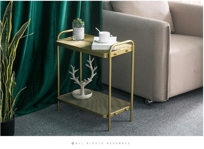 Nordic gold tea table modern Living Room Furniture small family simple corner sofa side cabinet iron bedside tables-image-511889306