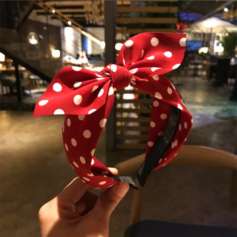 

Fashion hair accessories woman's wave point knotted bow headband cute toothed ears headband wild hair band headwear girl