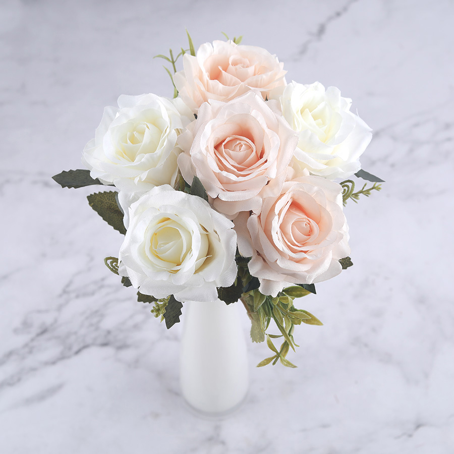 

6 Heads White Rose Artificial Flowers Silk High Quality for Wedding Decoration Winter Fake Big Flowers Red for Home Decor Autumn, Orange flowers
