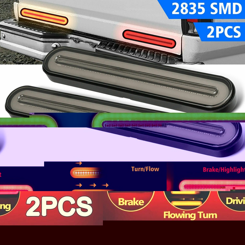 

2Pcs 100LED Car Truck DRL LED Light Bar Brake Flowing Turn Signal Stop Tail Strip 12V, As pic
