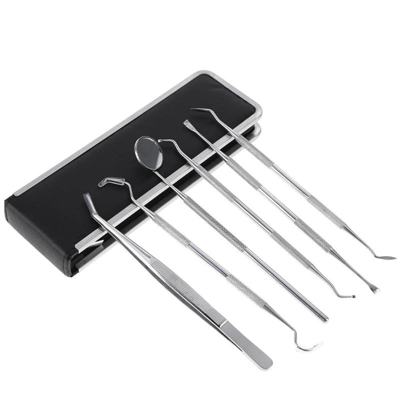

Hot 6 Pcs/set Dental Tools Tooth Stone Remover Pick Scaler Mirror Stainless Steel Teeth Clean Probe for Dentist or Personal