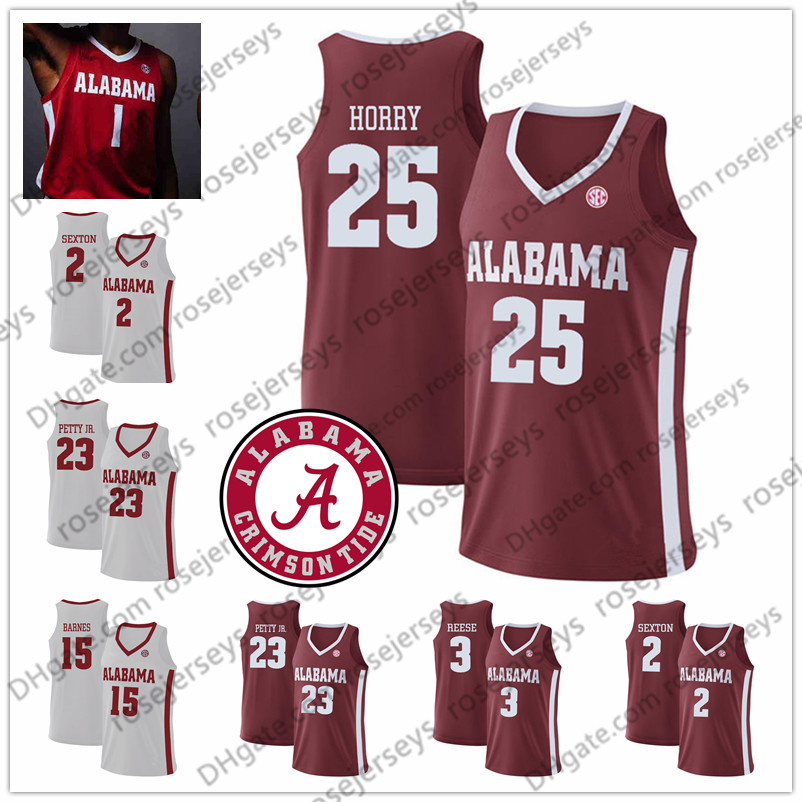 

Custom Alabama Crimson Tide #2 BRUNER 23 John Petty 4 Juwan Gary 3 Alex Reese Sexton 25 Horry Collin Men Youth Kid Jersey, White