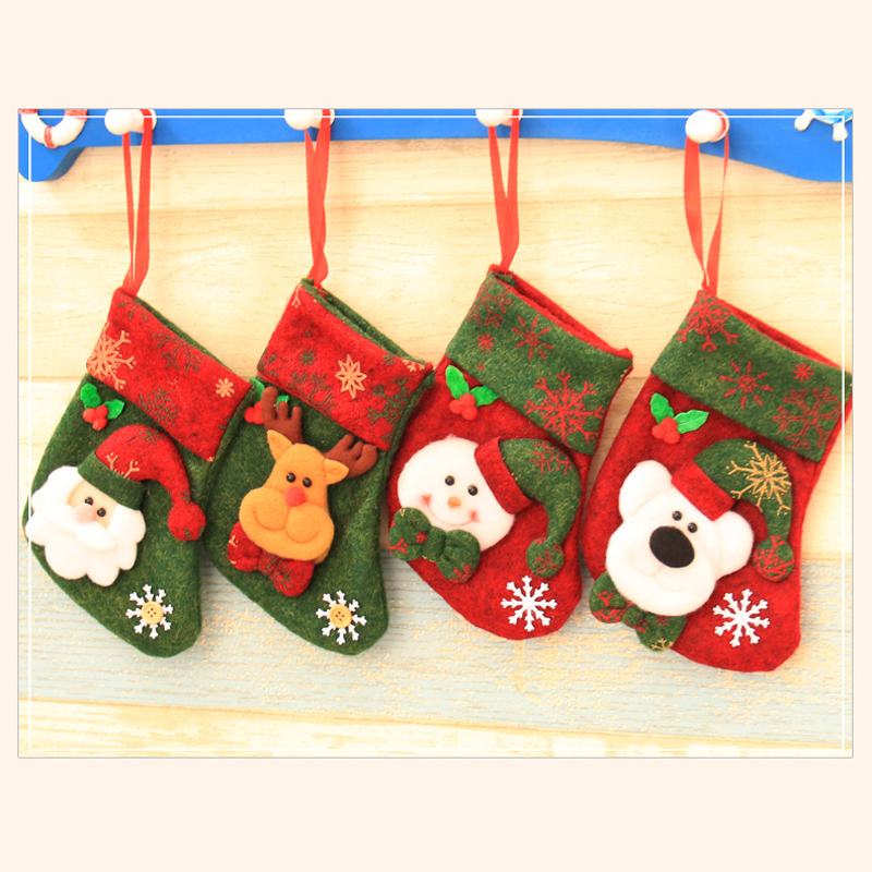 

8 pieces/lot)LEISO Christmas Decoration Large Gift Bags Decorated Christmas Socks Gift Bags Large Stocking Wholesale