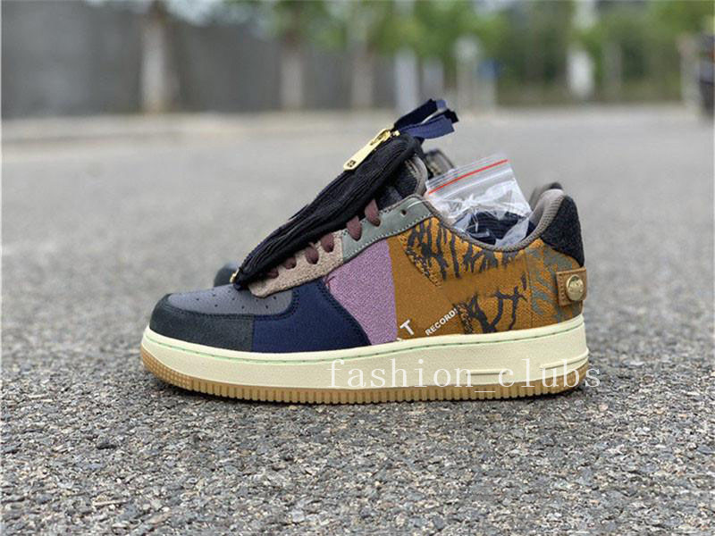 

Travis x Scottss 1s Skateboarding running Shoe Multi Color Stitching Zipper Suede Mens Women Designer sneaker szie 36-45