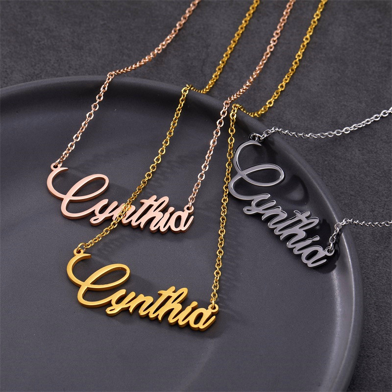 

Personalized Custom Name Necklaces Gold Color Stainless Steel Nameplate Necklace Pendant for Women Girls Jewelry Unique Gifts