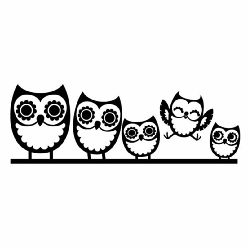 

16*5.5cm DIe Cut Vinyl Decal Owl Family Cute Cartoon Car Sticker Cute And Interesting Fashion Sticker Decals, Color