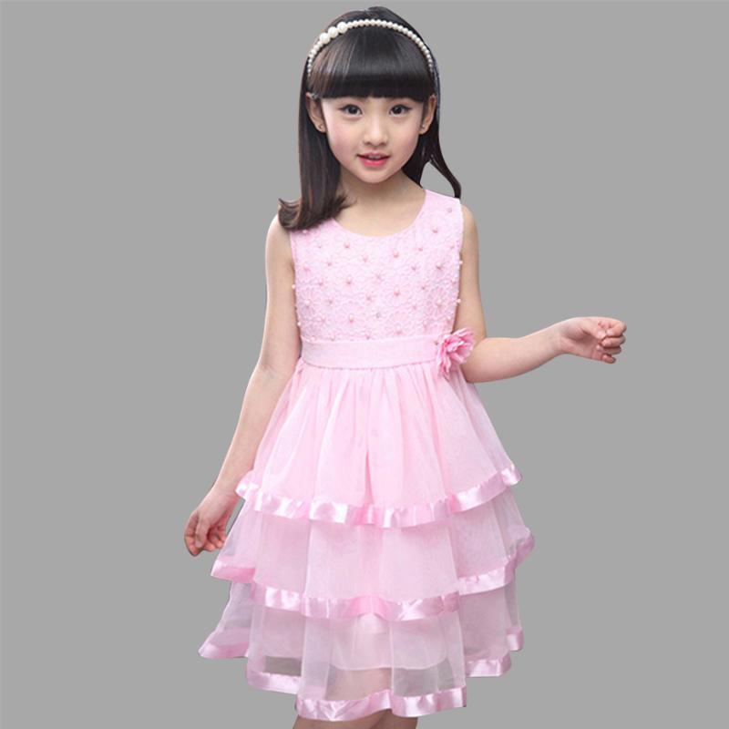 

Princess Dress For Girls Flower Children's Dress Pearls Elegant Kid Girl Pink Mesh Clothing For Teen Kids 6 8 12 Years, Green